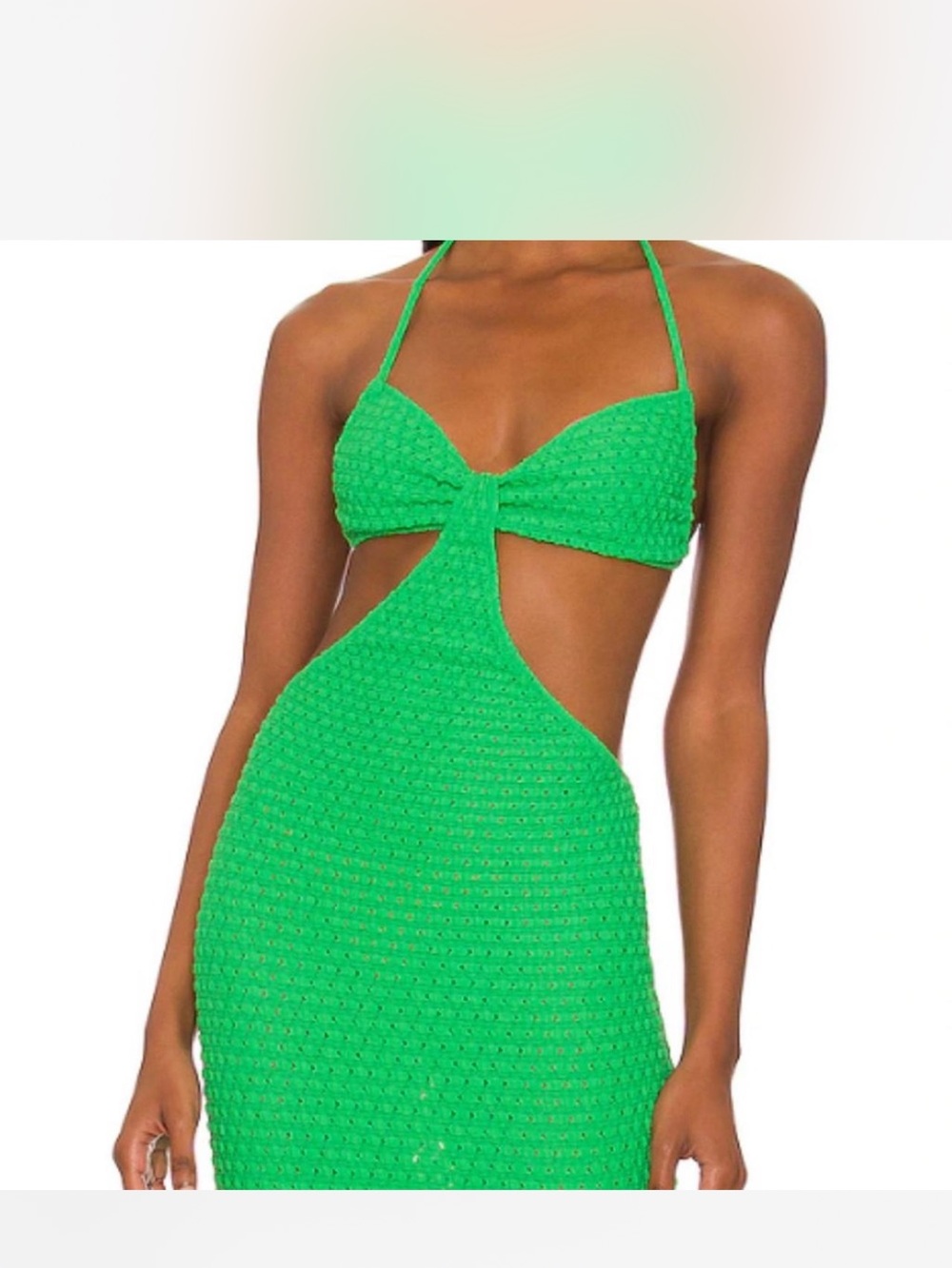 Vibrant Green Crochet Cutout Maxi Dress